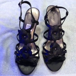 Black high heal special occasion shoes with straps